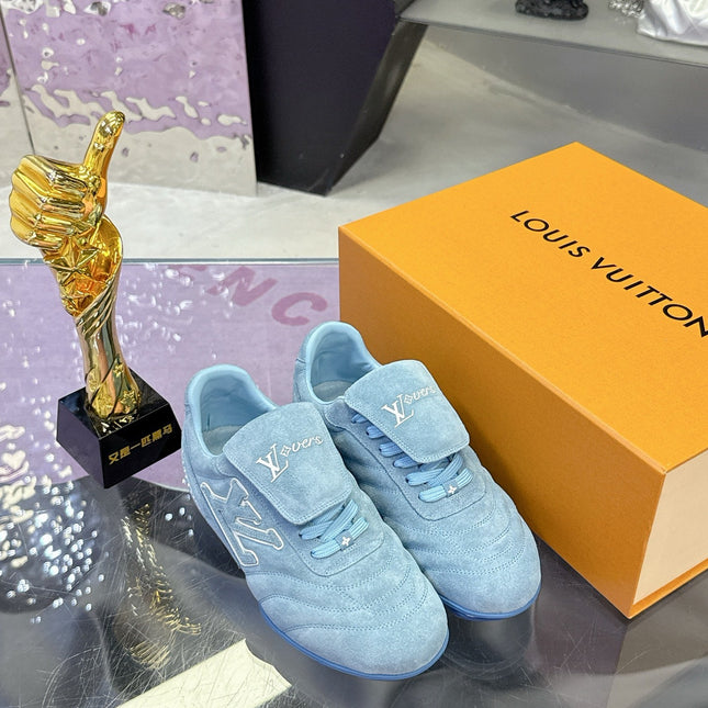LV 26S FOOTPRINT SOCCER SNEAKERS IN BLUE SUEDE
