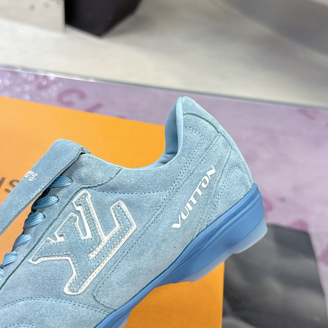 LV 26S FOOTPRINT SOCCER SNEAKERS IN BLUE SUEDE