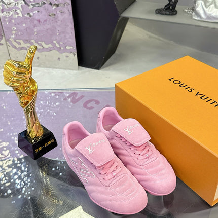 LV 26S FOOTPRINT SOCCER SNEAKERS IN PINK SUEDE