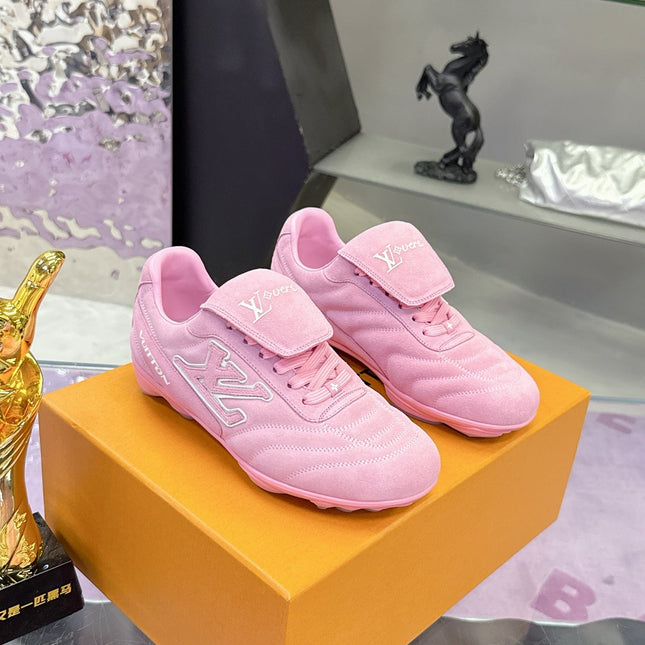 LV 26S FOOTPRINT SOCCER SNEAKERS IN PINK SUEDE