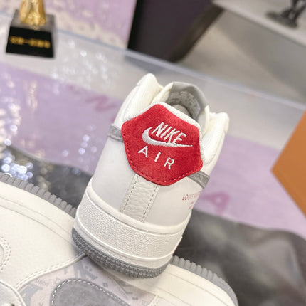 LV 26S DUNK LOW SNEAKERS IN WHITE GREY MONOGRAM SWOOSH CALFSKIN