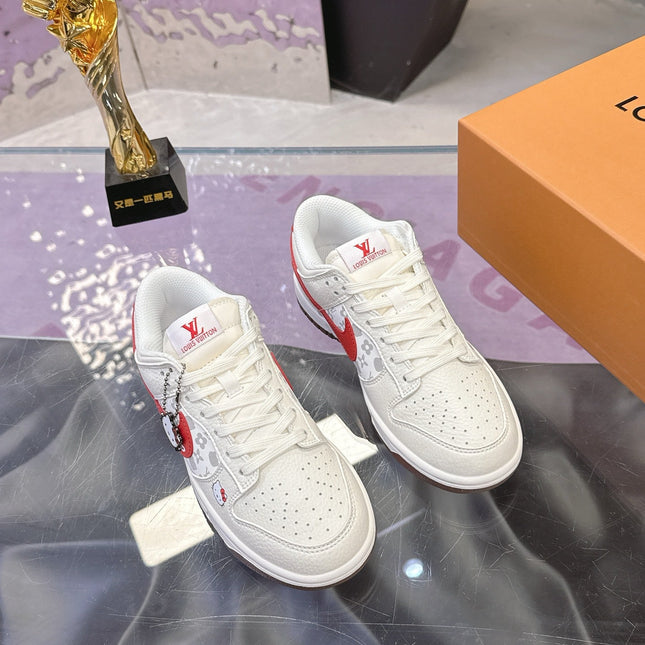 LV 26S DUNK LOW SNEAKERS IN WHITE RED HELLO KITTY MONOGRAM CALFSKIN