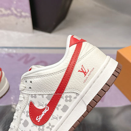 LV 26S DUNK LOW SNEAKERS IN WHITE RED HELLO KITTY MONOGRAM CALFSKIN
