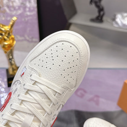 LV 26S DUNK LOW SNEAKERS IN WHITE RED HELLO KITTY MONOGRAM CALFSKIN
