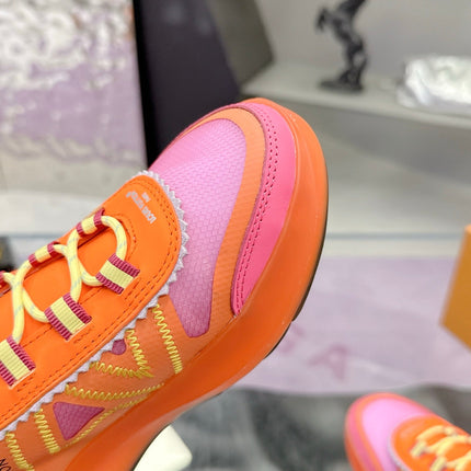 LV 26S SKATE SNEAKERS IN PINK ORANGE MESH TRANSLUCENT SOLE
