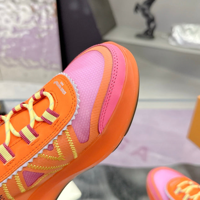 LV 26S SKATE SNEAKERS IN PINK ORANGE MESH TRANSLUCENT SOLE