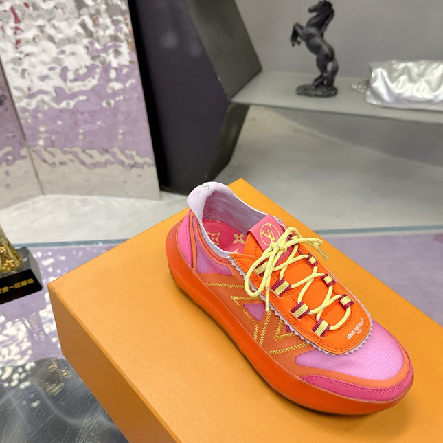 LV 26S SKATE SNEAKERS IN PINK ORANGE MESH TRANSLUCENT SOLE