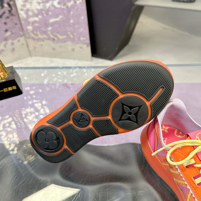 LV 26S SKATE SNEAKERS IN PINK ORANGE MESH TRANSLUCENT SOLE