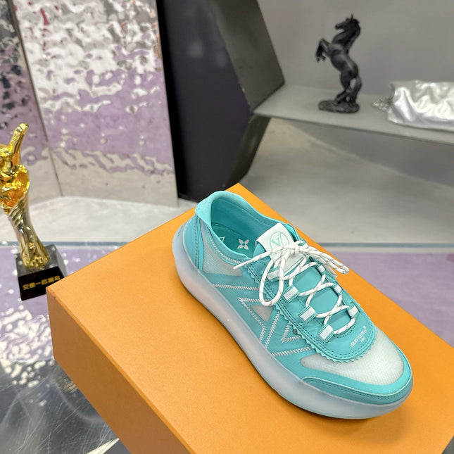 LV 26S SKATE SNEAKERS IN TIFFANY BLUE MESH TRANSLUCENT SOLE