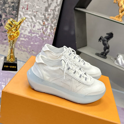 LV 26S SKATE SNEAKERS IN WHITE MESH TRANSLUCENT SOLE