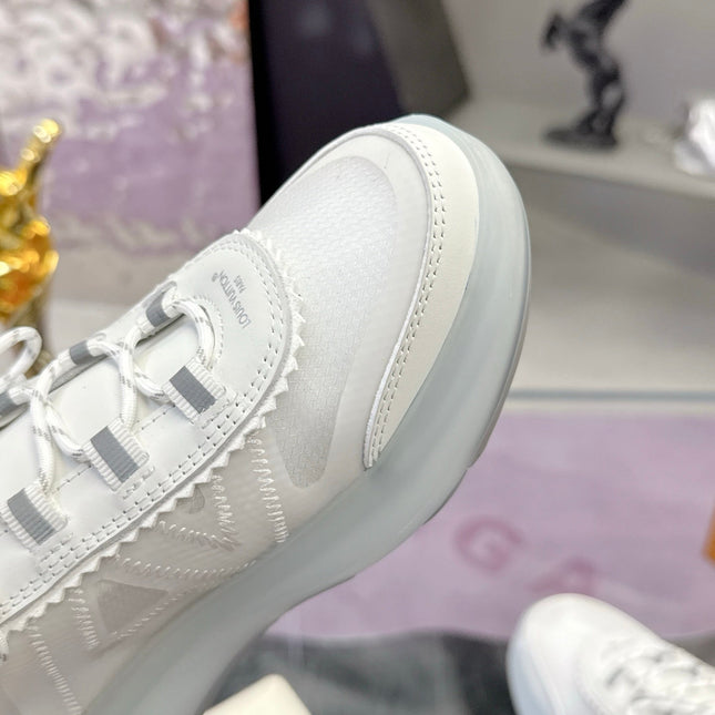 LV 26S SKATE SNEAKERS IN WHITE MESH TRANSLUCENT SOLE