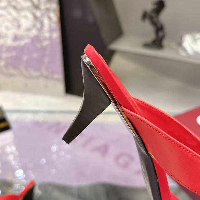 GUCCI 26S THONG KITTEN HEEL SANDALS 55MM IN DARK RED CALFSKIN