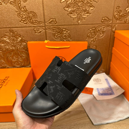 HM IZMIR SLIPPER BLACK CALFSKIN