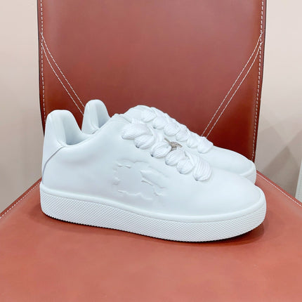 BURBERRY 26S LACE UP SNEAKERS IN WHITE CALFSKIN