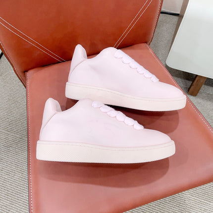 BURBERRY 26S LACE UP SNEAKERS IN LIGHT PINK CALFSKIN
