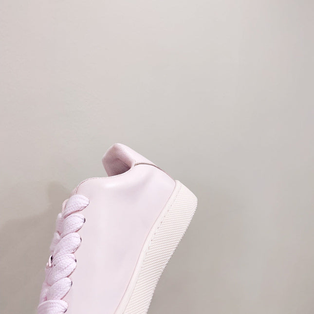 BURBERRY 26S LACE UP SNEAKERS IN LIGHT PINK CALFSKIN