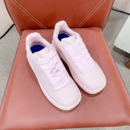 BURBERRY 26S LACE UP SNEAKERS IN LIGHT PINK CALFSKIN