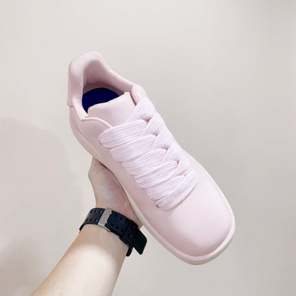 BURBERRY 26S LACE UP SNEAKERS IN LIGHT PINK CALFSKIN