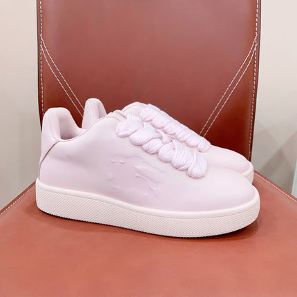 BURBERRY 26S LACE UP SNEAKERS IN LIGHT PINK CALFSKIN