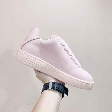 BURBERRY 26S LACE UP SNEAKERS IN LIGHT PINK CALFSKIN