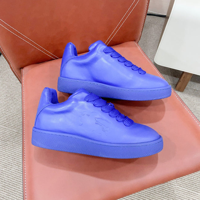 BURBERRY 26S LACE UP SNEAKERS IN BLUE CALFSKIN