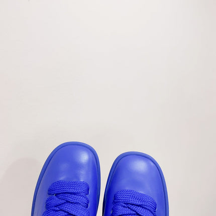 BURBERRY 26S LACE UP SNEAKERS IN BLUE CALFSKIN