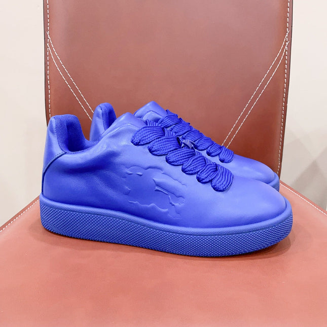 BURBERRY 26S LACE UP SNEAKERS IN BLUE CALFSKIN