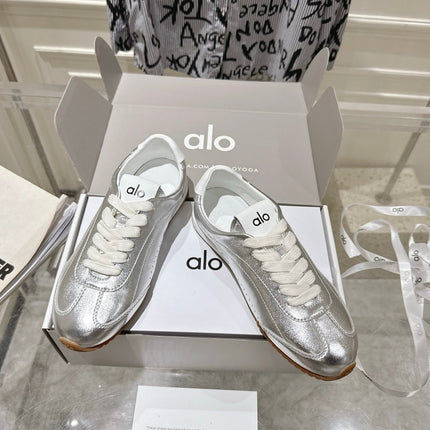 ALO 25S SUNSET SNEAKER IN SILVER LAMBSKIN