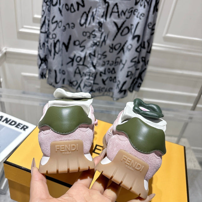 FENDI 26S SNEAKERS IN LIGHT PINK FABRIC AND SUEDE