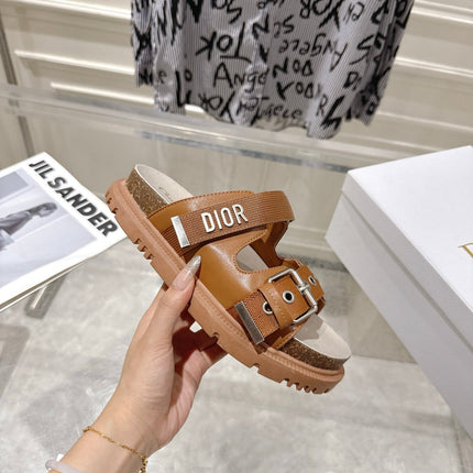 DIOR 26S SLIDES IN BROWN CANVAS