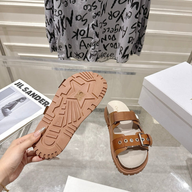 DIOR 26S SLIDES IN BROWN CANVAS
