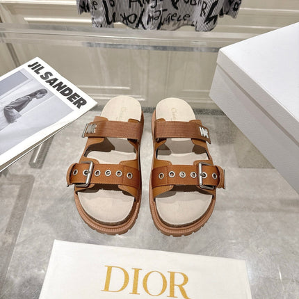 DIOR 26S SLIDES IN BROWN CANVAS