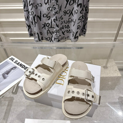 DIOR 26S SLIDES IN OFF WHITE CANVAS