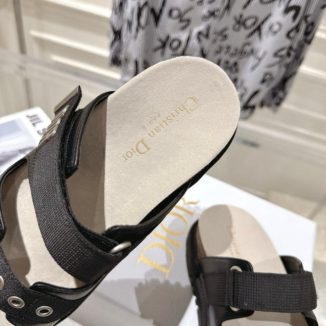 DIOR 26S SLIDES IN BLACK CANVAS