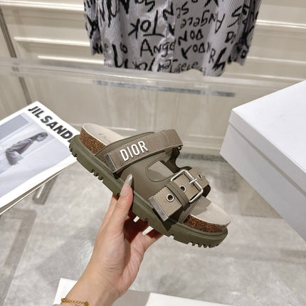DIOR 26S SLIDES IN KHAKI CANVAS