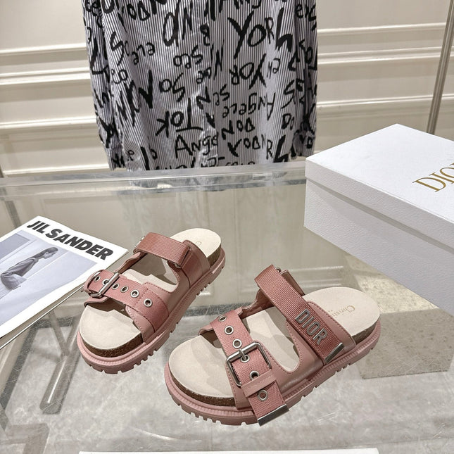 DIOR 26S SLIDES IN NUDE PINK CANVAS