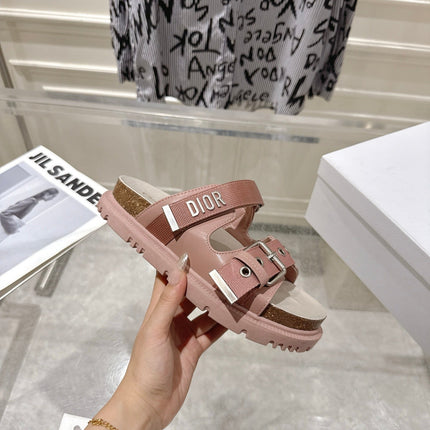 DIOR 26S SLIDES IN NUDE PINK CANVAS