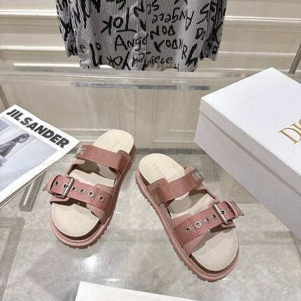 DIOR 26S SLIDES IN NUDE PINK CANVAS
