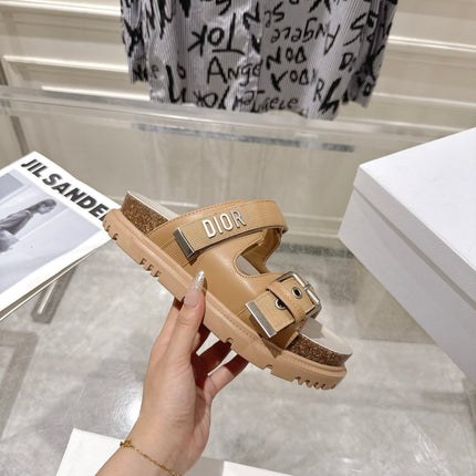 DIOR 26S SLIDES IN CAMEL BEIGE CANVAS