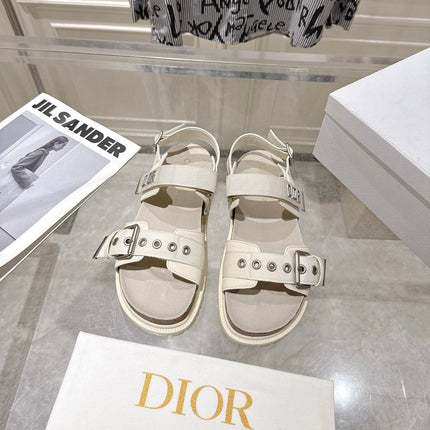 DIOR 26S BUCKLE SANDALS IN OFF WHITE CANVAS