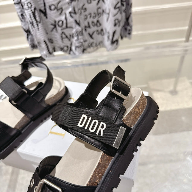 DIOR 26S BUCKLE SANDALS IN BLACK CANVAS
