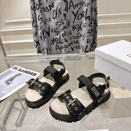 DIOR 26S BUCKLE SANDALS IN BLACK CANVAS