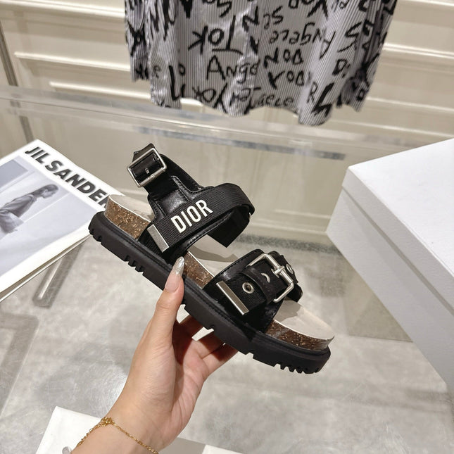 DIOR 26S BUCKLE SANDALS IN BLACK CANVAS