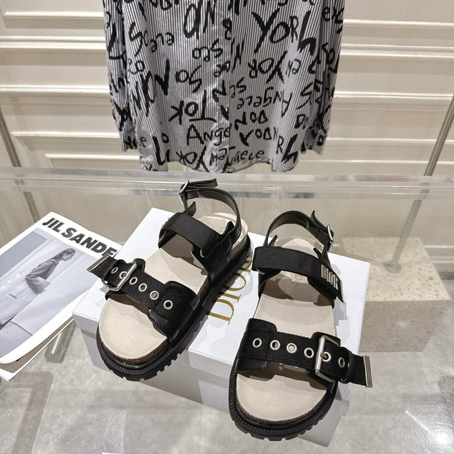 DIOR 26S BUCKLE SANDALS IN BLACK CANVAS