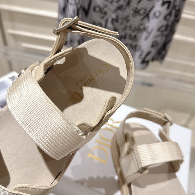 DIOR 26S BUCKLE SANDALS IN BEIGE CANVAS