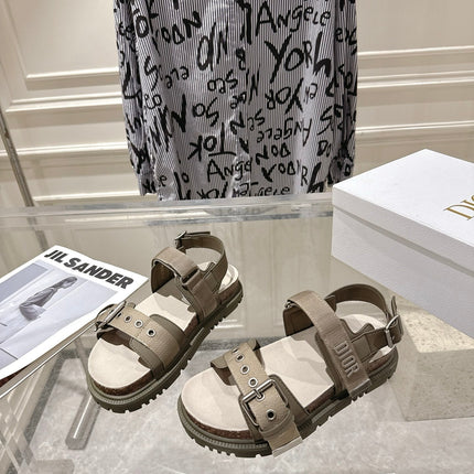 DIOR 26S BUCKLE SANDALS IN KHAKI CANVAS