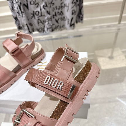 DIOR 26S BUCKLE SANDALS IN NUDE PINK CANVAS