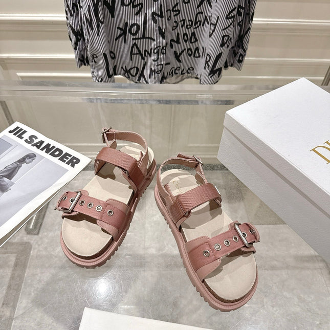 DIOR 26S BUCKLE SANDALS IN NUDE PINK CANVAS
