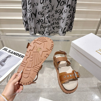 DIOR 26S BUCKLE SANDALS IN BROWN CANVAS