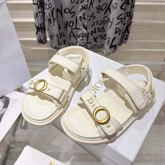 DIOR 26S VELCRO SANDALS IN OFF WHITE CALFSKIN
